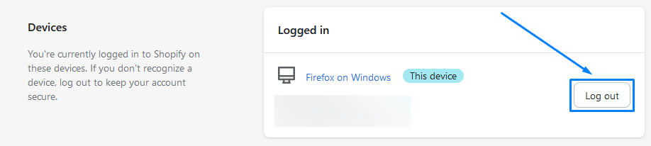 Logging out of devices in Shopify