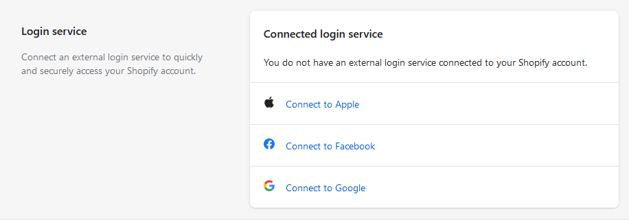 Login services in Shopify